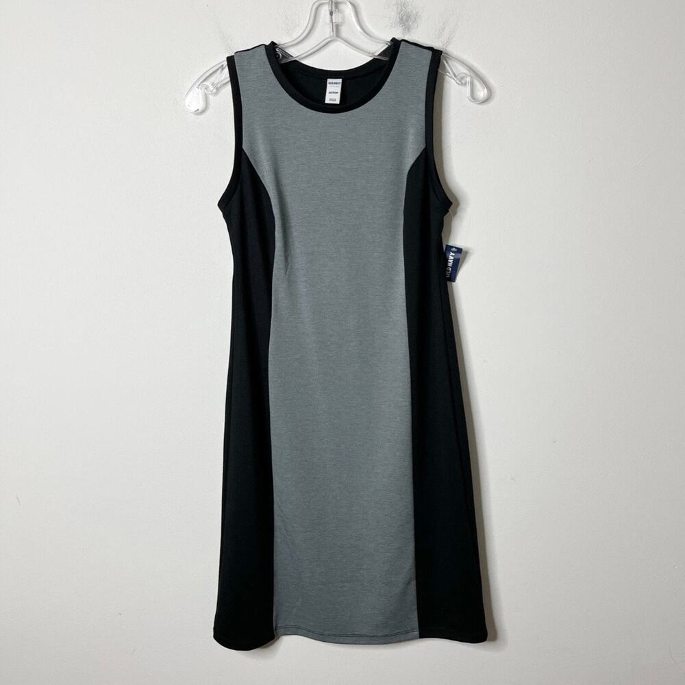 Old Navy Women's Bodycon Dress XS Colorblock Black & Gray Sleeveless Ponte Knit - Picture 3 of 8